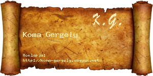 Koma Gergely névjegykártya